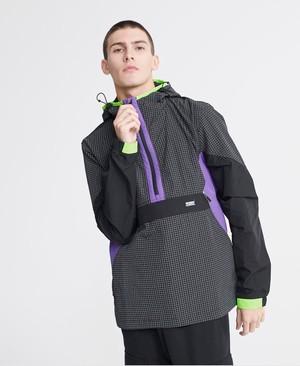 Superdry City Neon Overhead Cagoule Férfi Kabát Fekete | NTVDA8261